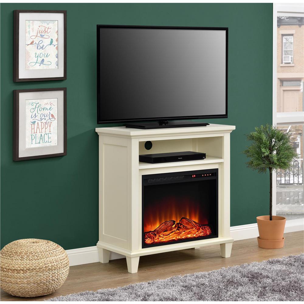Ameriwood Ellington 32 in. Ivory TV Stand with Electric ...