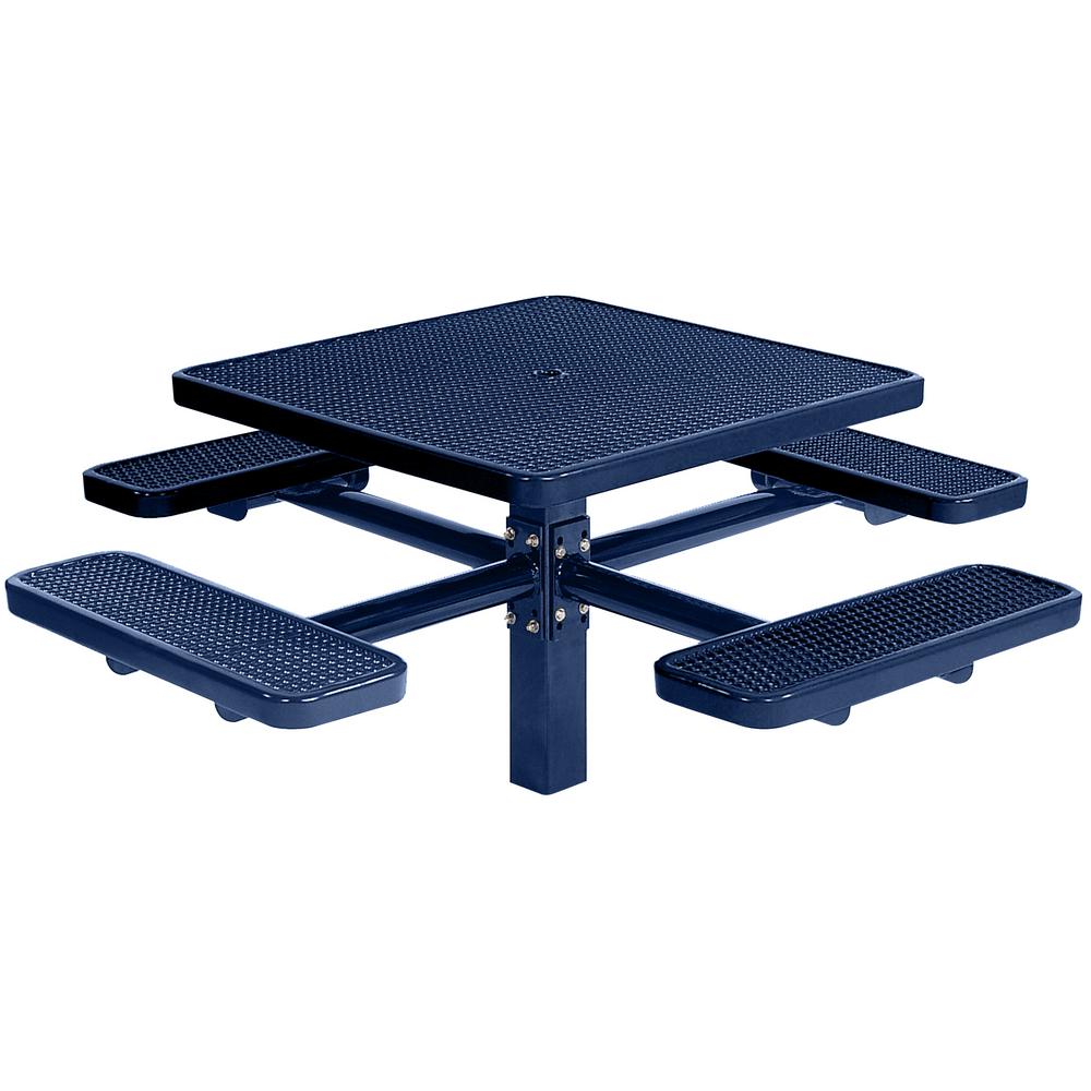 Tradewinds Park 46 In Blue Commercial Square Picnic Table With 4 Blue Commercial Square Picnic Table With 4 Seats