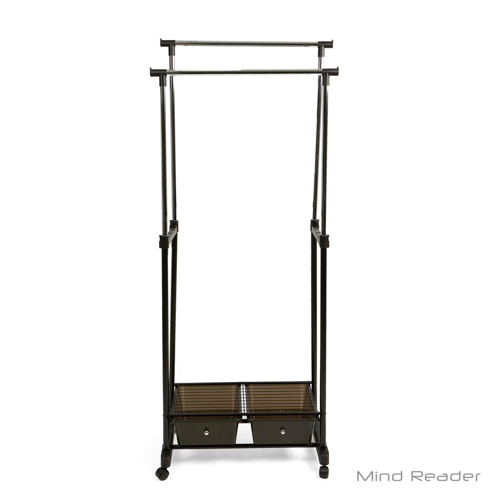 H black metal garment rack with