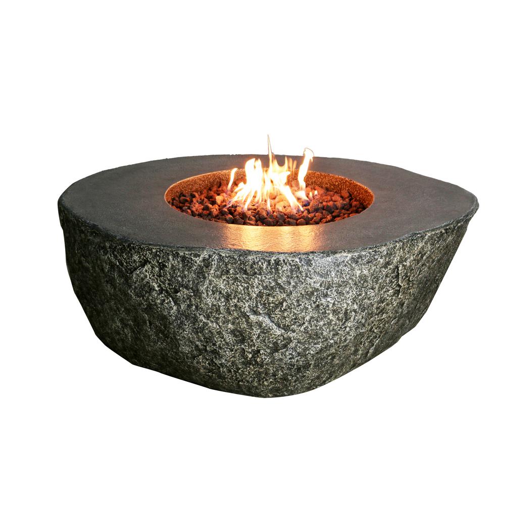 Elementi Fiery Rock 42 In X 17 In Round Concrete Liquid Propane