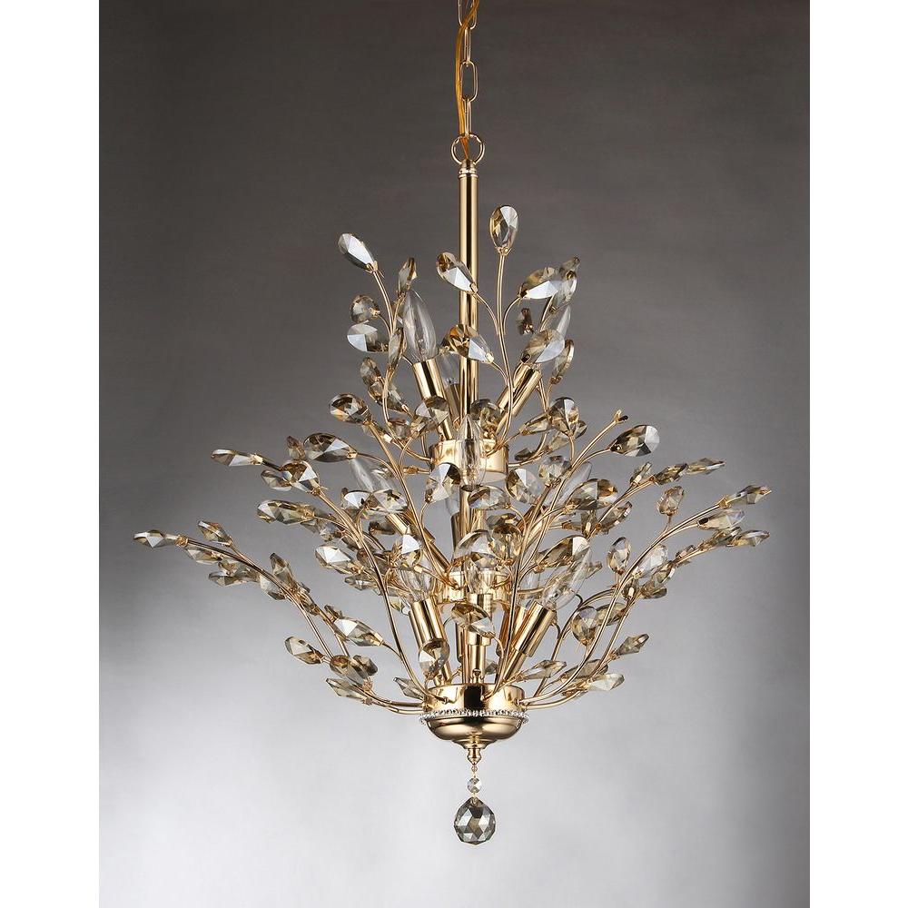 Gi 13 Light Gold Indoor Leaf Like Crystal Chandelier With Gi 13 Light Gold Indoor Leaf Like Crystal Chandelier With Shade