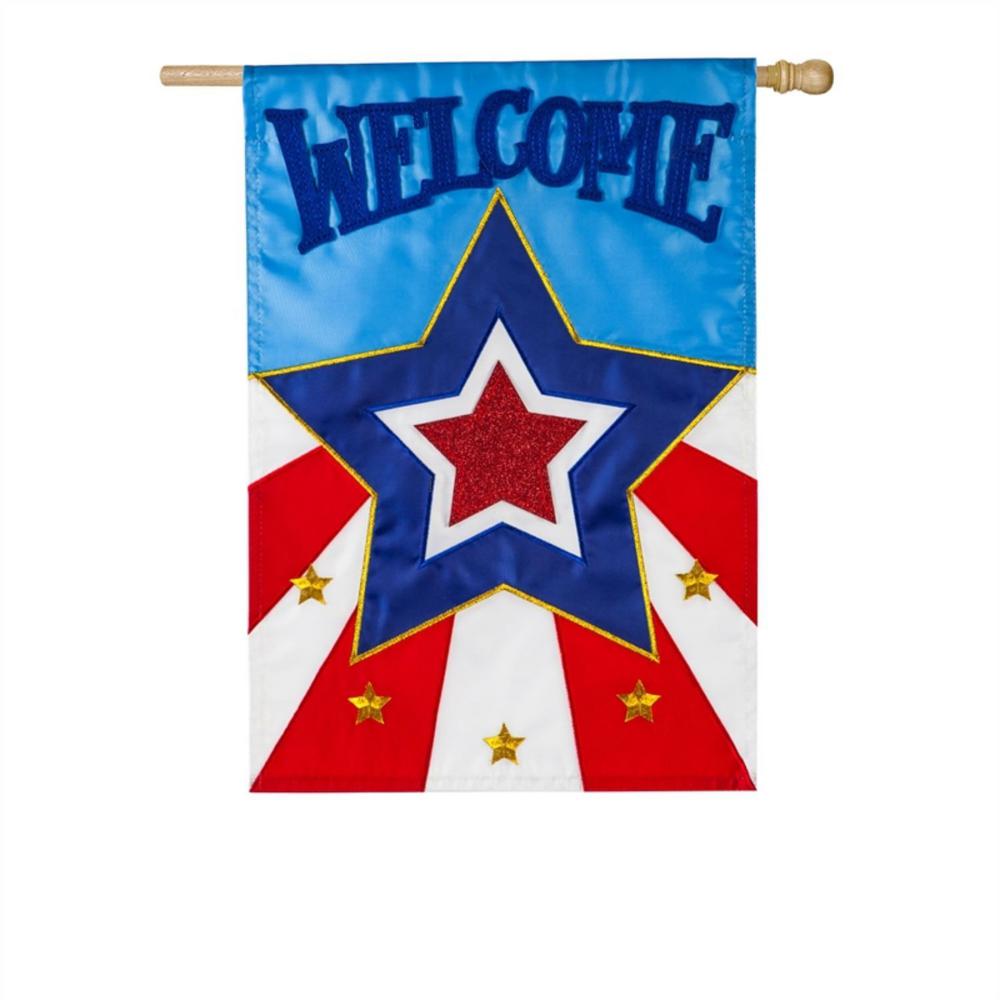 Evergreen 28 In X 44 In Patriotic Star Welcome Applique House