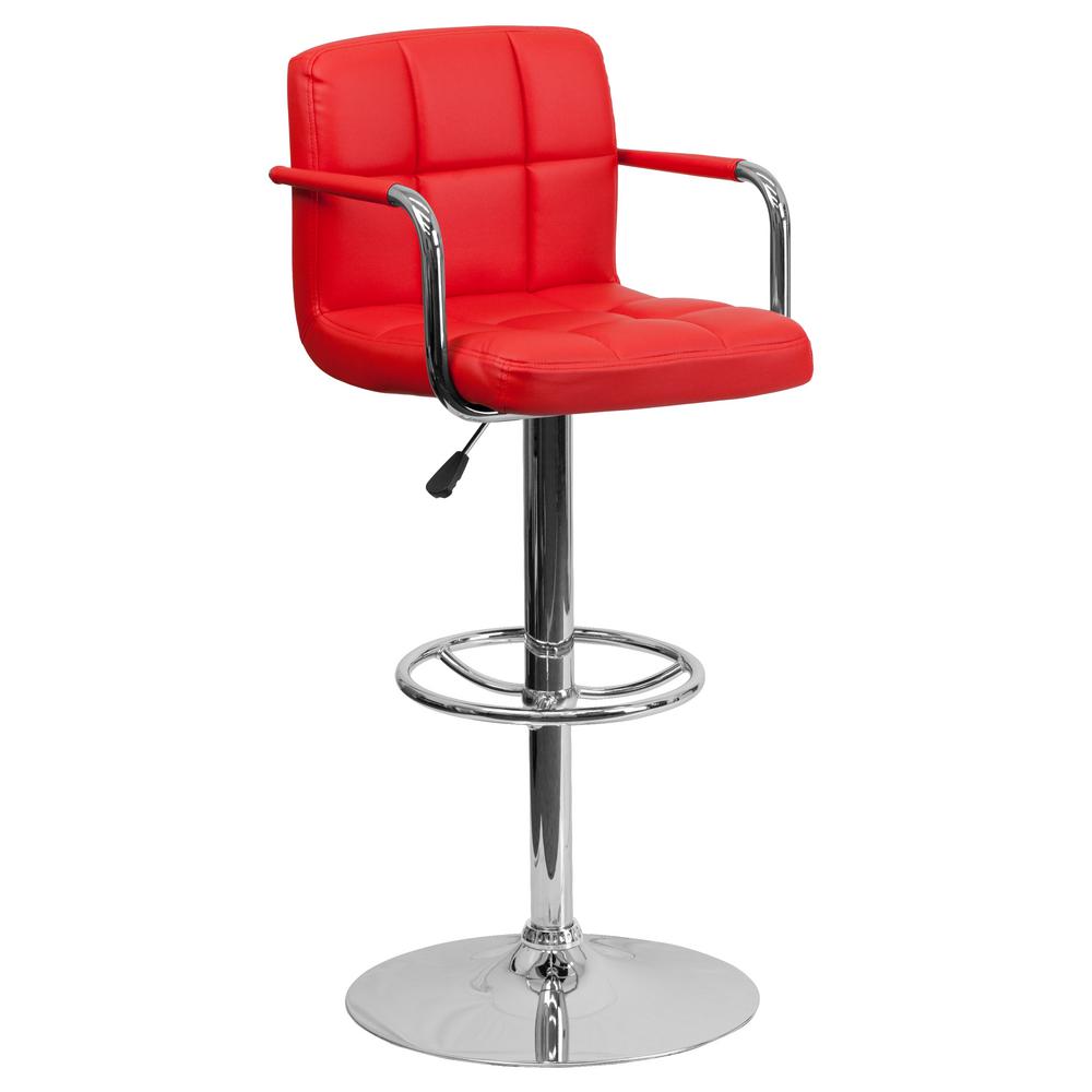 Flash Furniture 33 25 In Adjule Height Red Cushioned Bar Stool Adjule Height Red Cushioned Bar Stool Ch102029red The Home Depot
