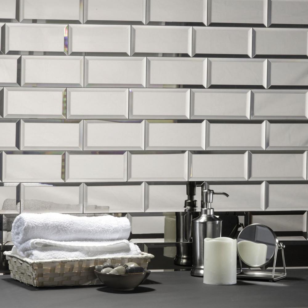 Abolos Subway 3 X 6 Silver Gray Beveled Glossy Glass Mirror L Abolos Subway 3 X 6 Silver Gray Beveled Glossy Glass Mirror L Stick Decorative Bathroom Wall Tile Backsplash 8 Pack Hmdref0306 Si The Home Depot