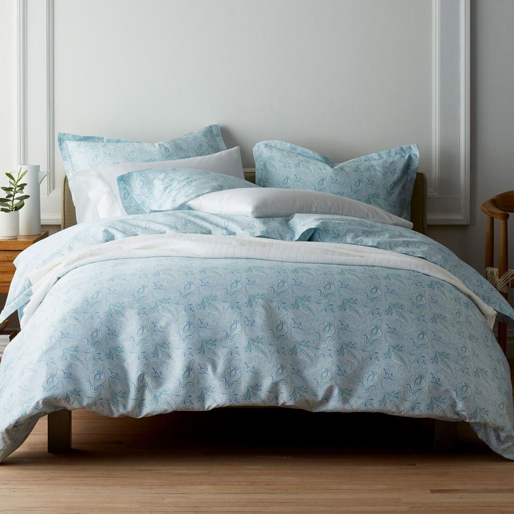 The Company Store Legends Blair Paisley Blue Sateen King Duvet