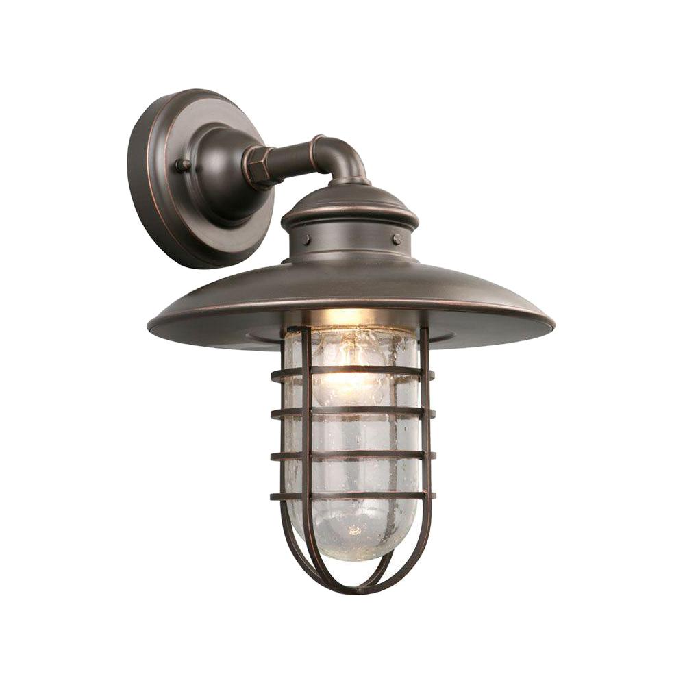 Hampton Bay 1-Light Oil-Rubbed Bronze Outdoor Wall Lantern-DYX1691A ...