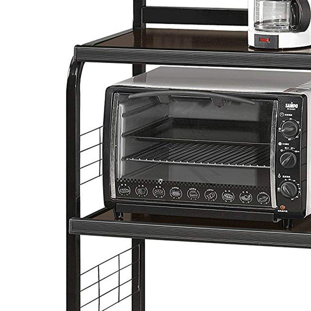 Benjara Brown And Black Microwave Cart With Shelf Bm157887 The Home Depot Benjara Brown And Black Microwave Cart