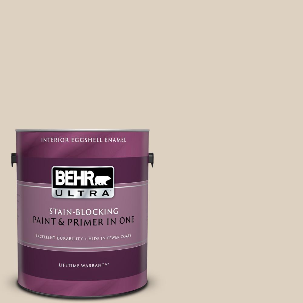 Behr Ultra 1 Gal Or W07 Spanish Sand Eggshell Enamel Interior Paint And Primer In One