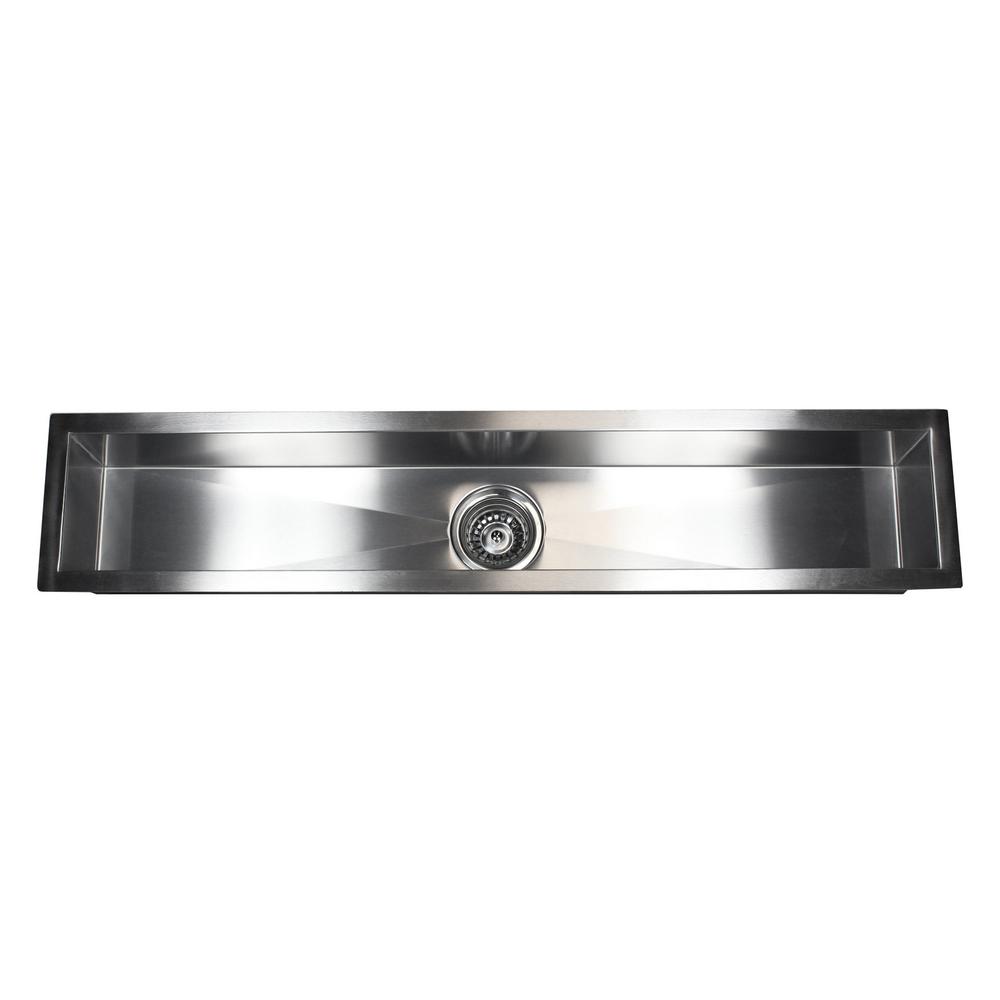 Kingsman Hardware Undermount Stainless Steel Rectangular 42 In X 8 1 2 In X 6 In Bar Island Single Bowl Kitchen Sink