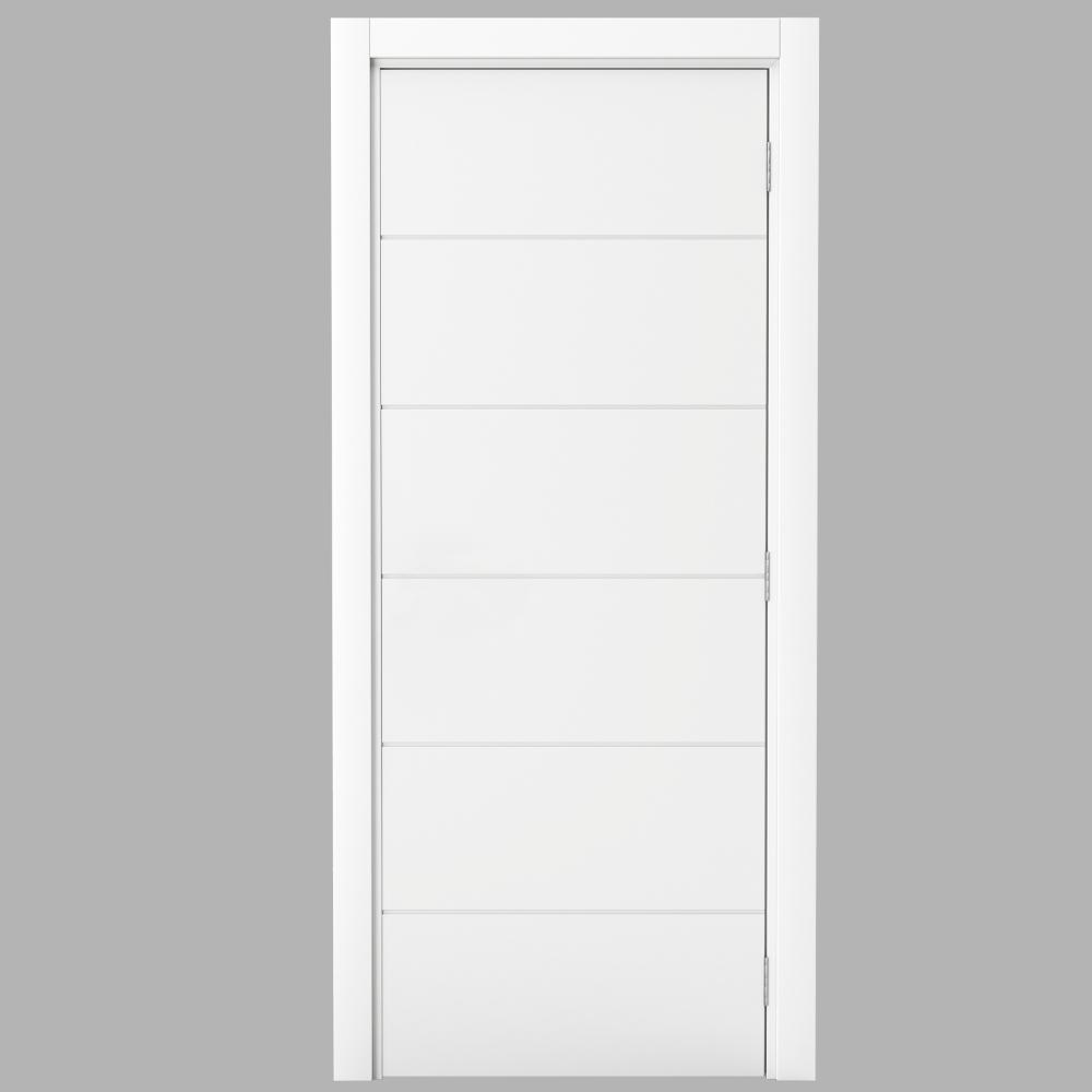 Vert 24 In X 80 In Modern 6 Panel 45 90 White Right Handed Solid Core Wood Single Prehung Interior Door