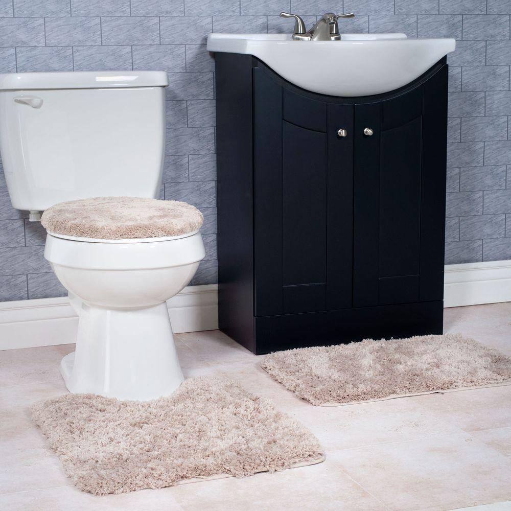 Lavish Home Taupe 19 5 In X 24 Super Plush Non Slip 3 Piece Super Plush Non Slip 3 Piece