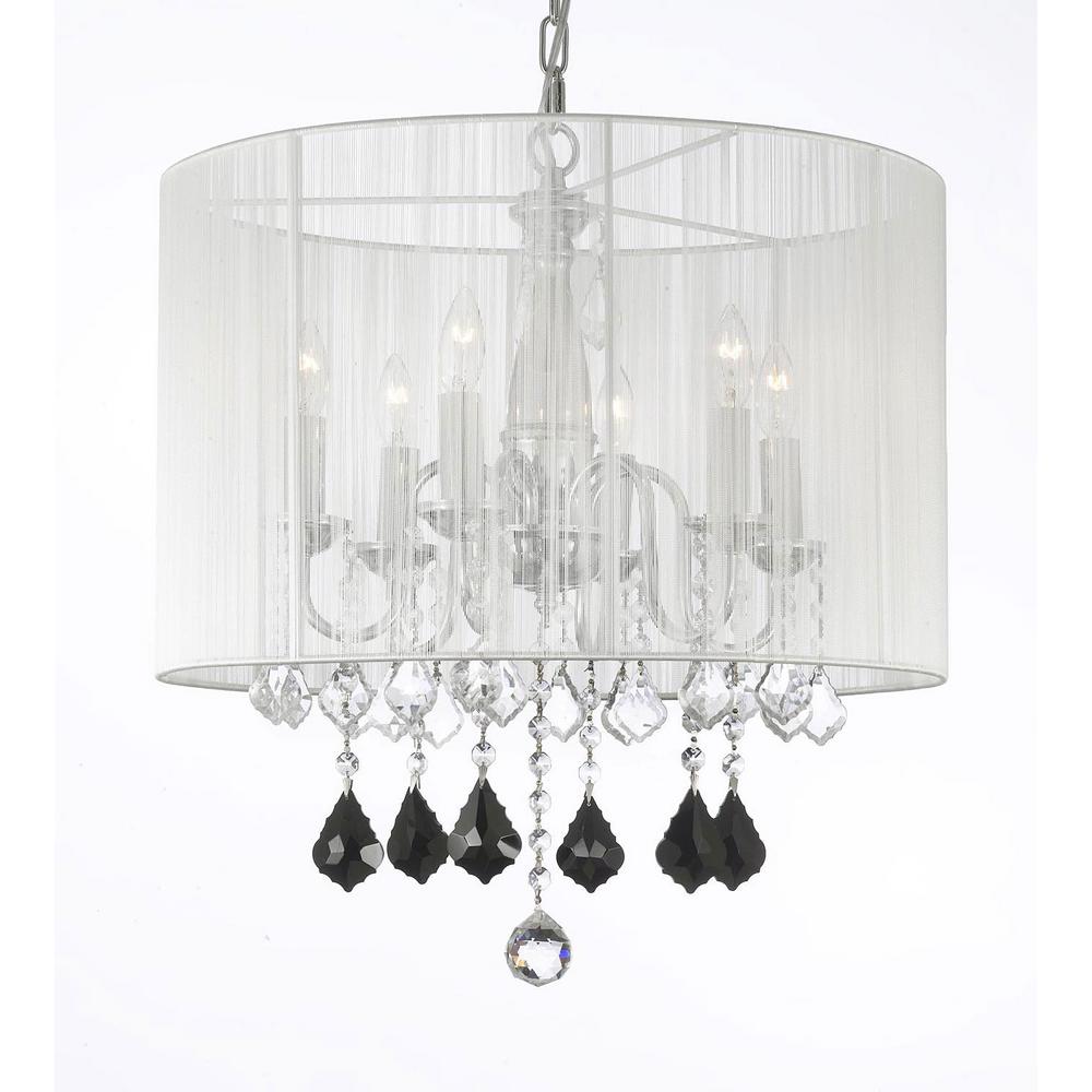 Harrison Lane Chandeliers Lighting The Home Depot Empress Crystal 6 Light Chandelier With Large White Shade