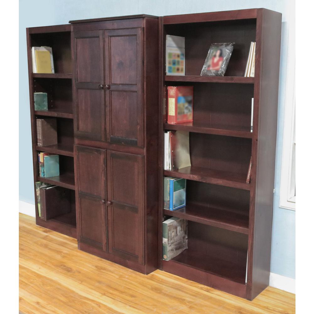 Concepts In Wood 15 Shelf Bookcase Wall With Doors 72 In H