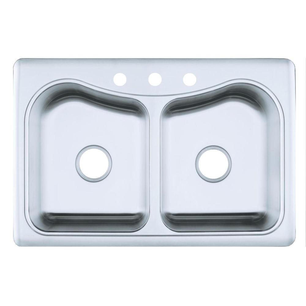 Kohler Staccato Drop In Stainless Steel 33 In 1 Hole Double Bowl