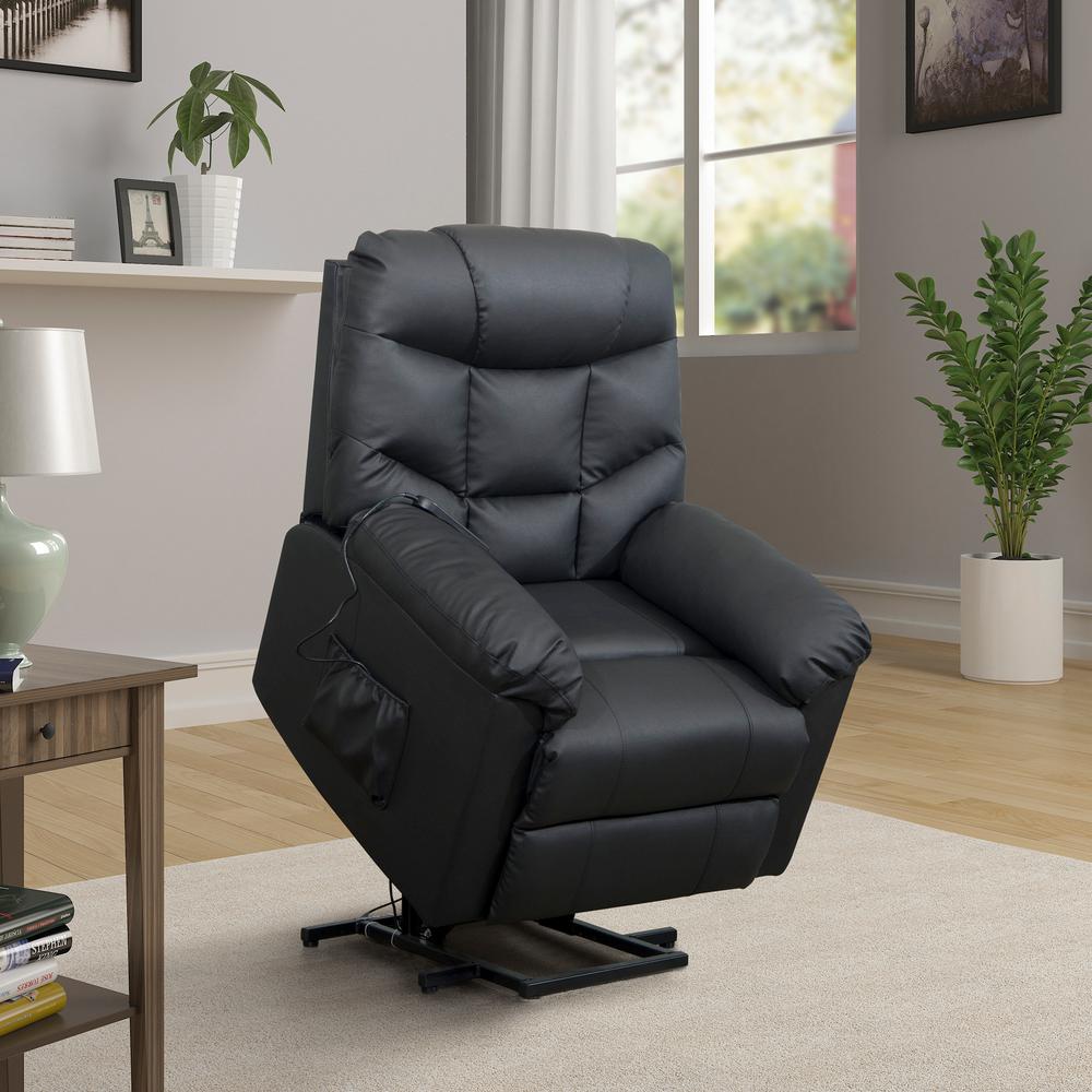 Harper & Bright Designs Black Power Lift Recliner With Remote Control ...