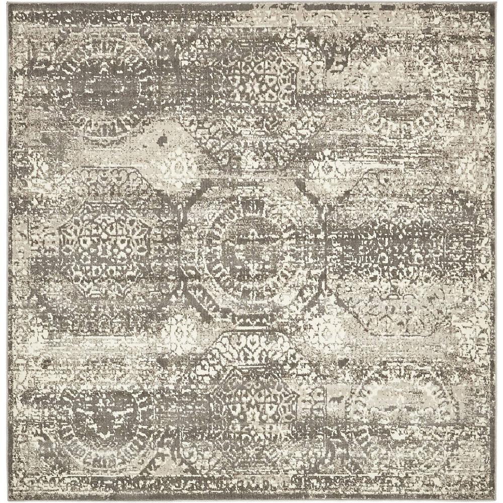Unique Loom La Jolla Pure Gray 6' x 6' Square Rug3140550 The Home Depot