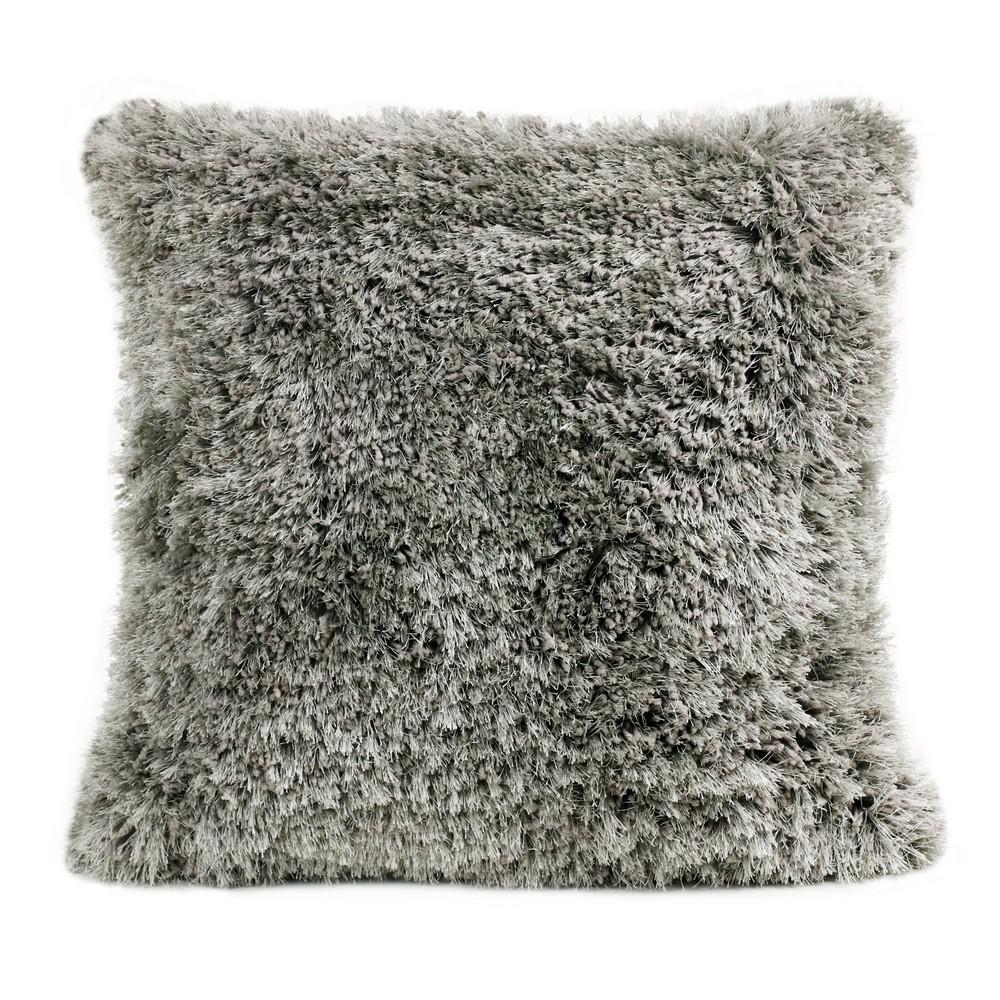 LR Home Shag Taupe / Tan Solid Fluffy Poly Fill 20 in. x 20 in. Throw ...