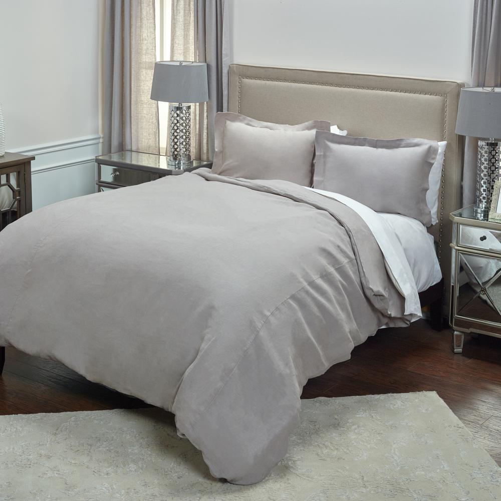 Rizzy Home Silver Solid Queen Linen Duvet Cover Dfsbt1760sv009092