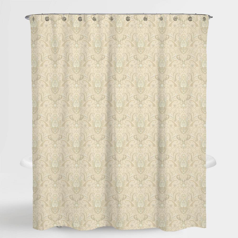 Beige Bath Accessories The Home Depot 72 In X Royal Paisley Beige Lucia Water Repellent Shower
