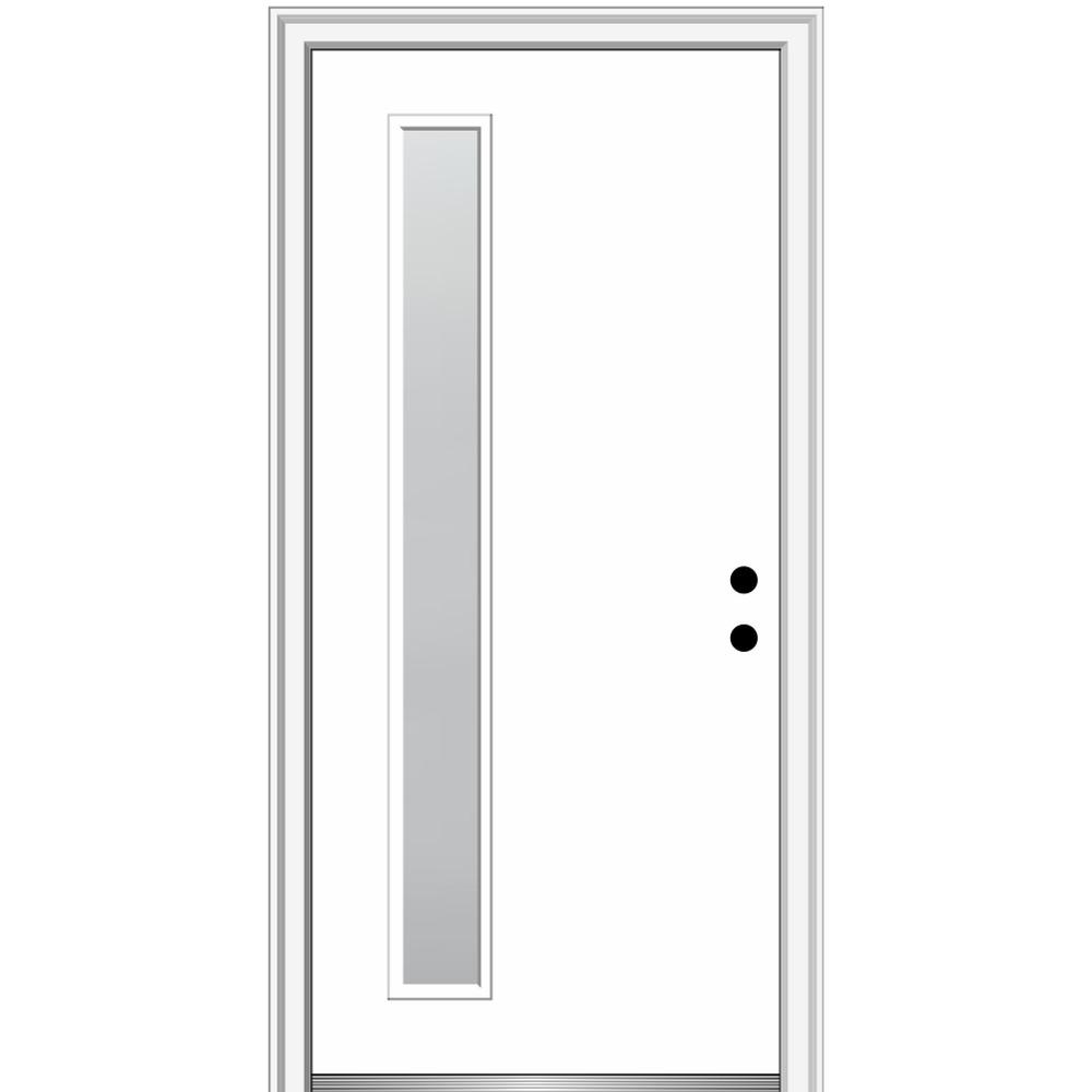 Mmi Door 30 In X 80 In Viola Left Hand Inswing 1 Lite Frosted Modern Painted Steel Prehung