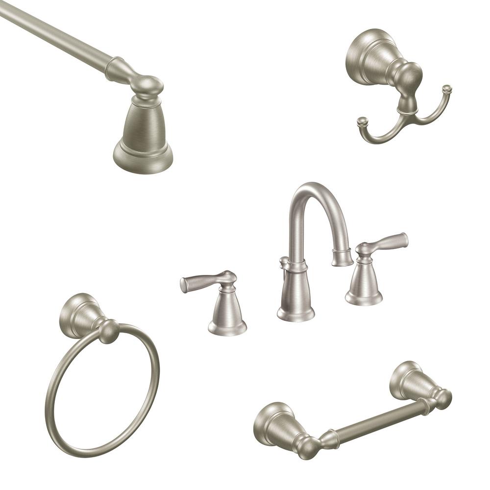 MOEN Banbury 8 in. Widespread 2Handle Bathroom Faucet with 4Piece