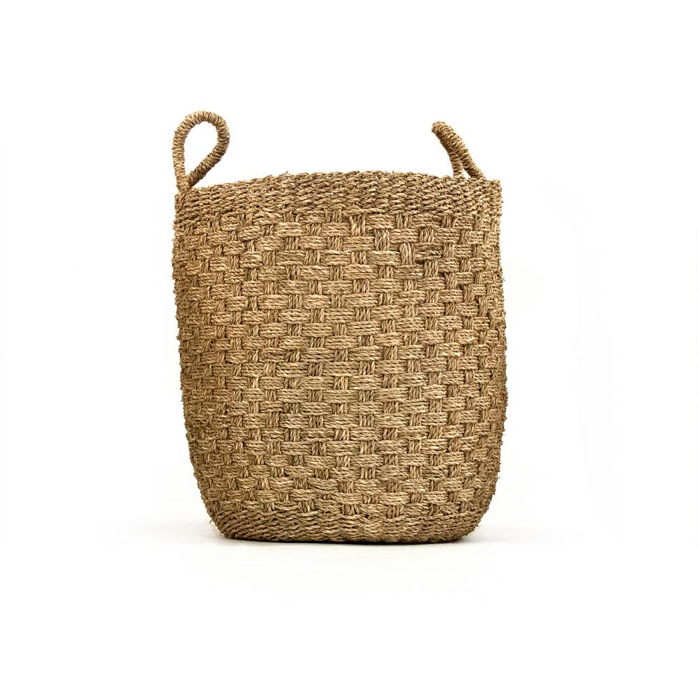 Buy Hand Woven Cylindrical Wicker Seagrass Medium Basket with Handles