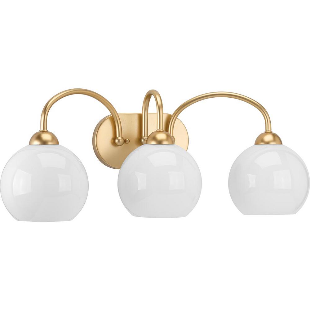 Progress Lighting Carisa Collection 3 Light Vintage Gold Bath Light P300086 078 The Home Depot