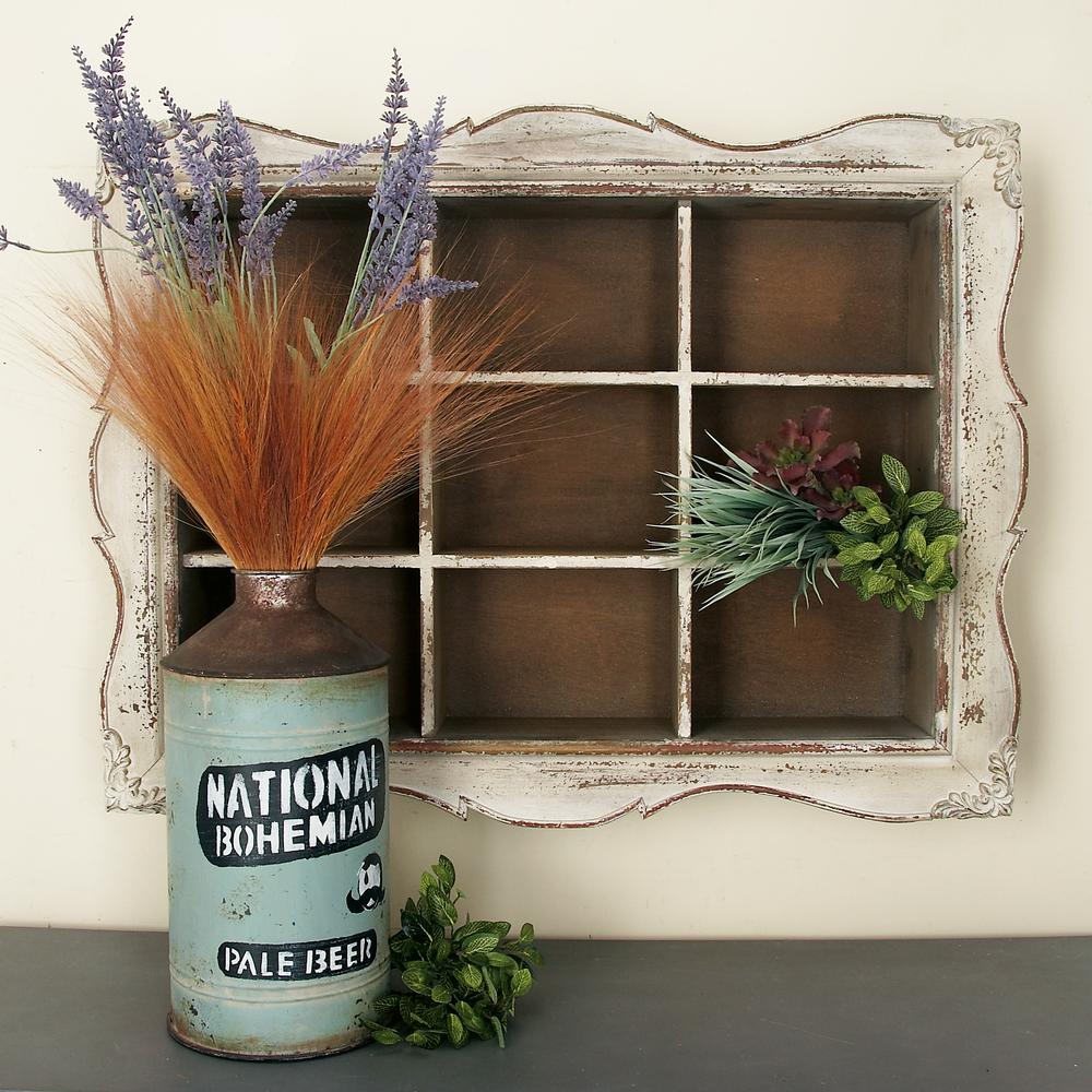 Litton Lane 34 In X 25 Rustic Wooden Cubbyhole Framed Wall Rustic Wooden Cubbyhole Framed Wall Shelf