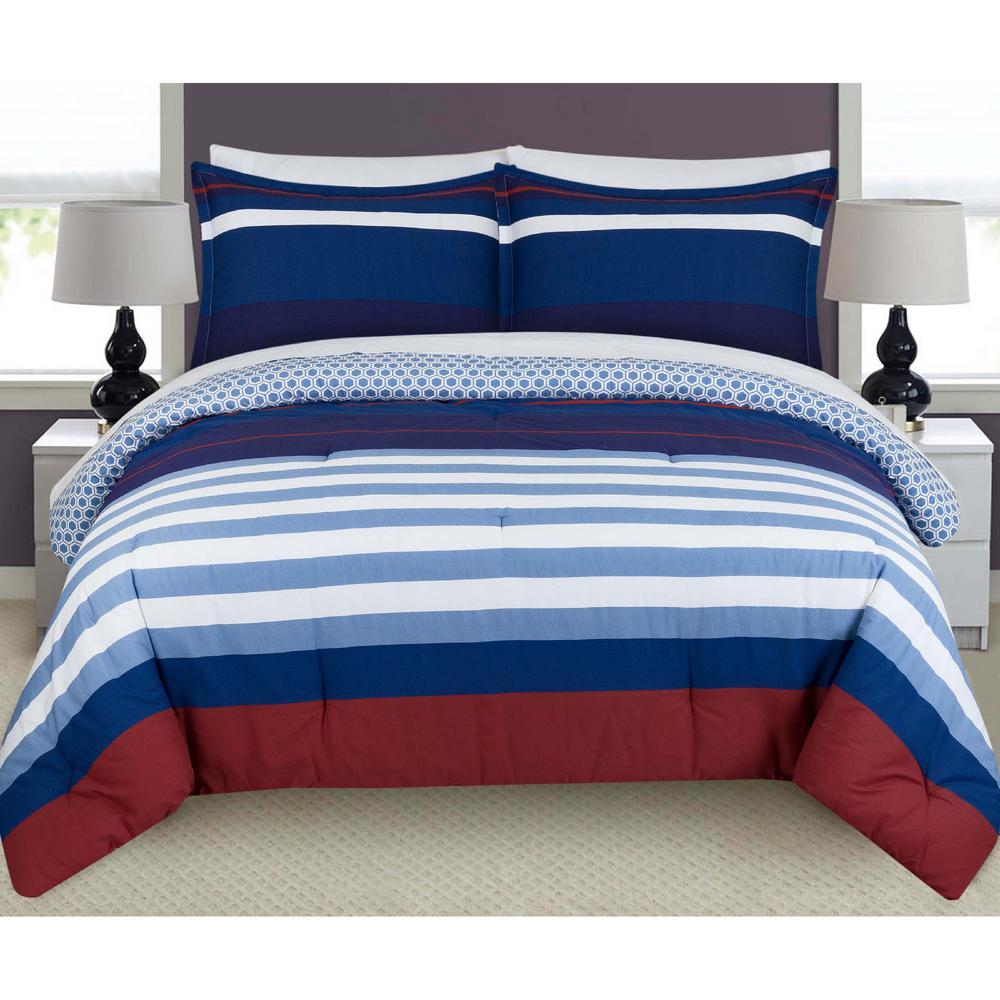 Nouvelle Home Nautical 2 Piece Blue Red And White Twin Comforter