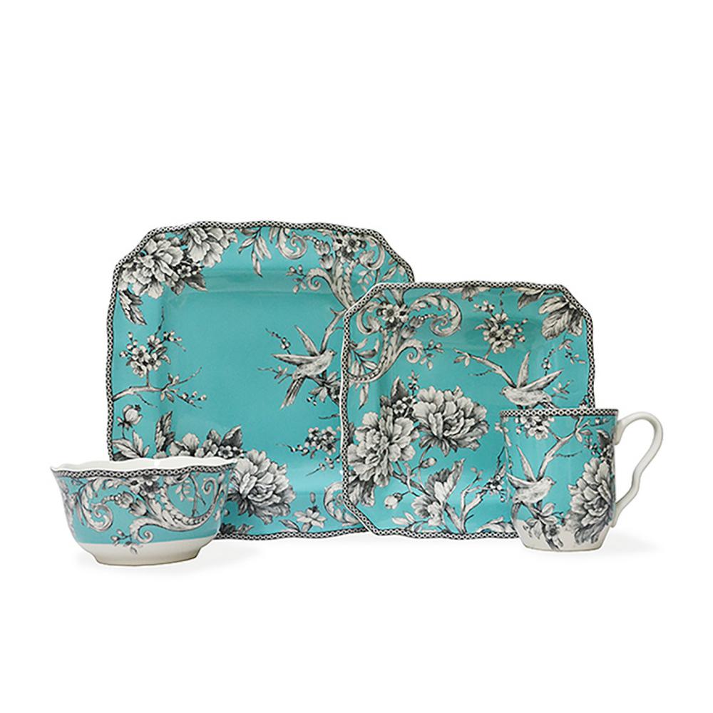 222 Fifth Adelaide Turquoise 16-Piece Dinnerware Set-1000TQ804A1G95 - The Home Depot