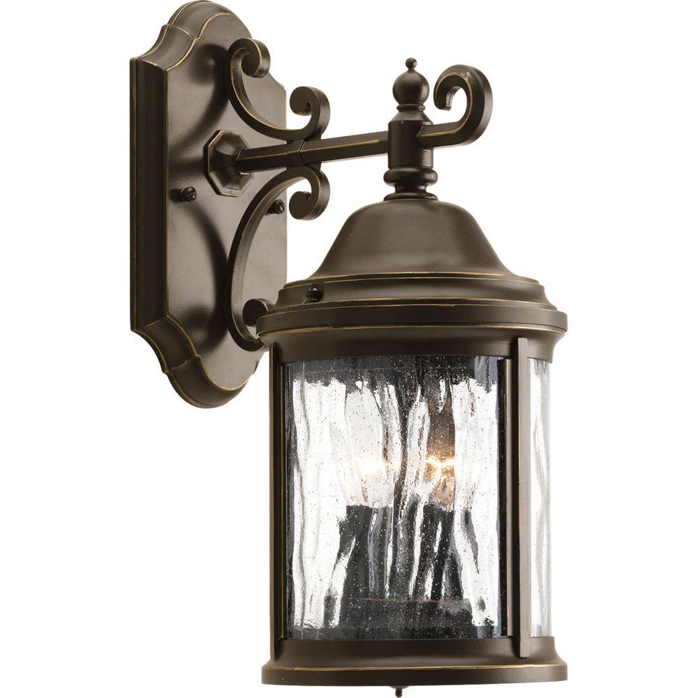 Progress Lighting Ashmore Collection 2 Light 14 8 In Outdoor Antique Bronze Wall Lantern Sconce