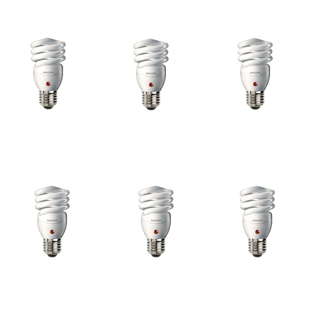 Outdoor Cfl Bulbs Light The Home Depot 60 Watt Equivalent T2 Spiral Dusk Till Dawn Cfl Light Bulb Soft White
