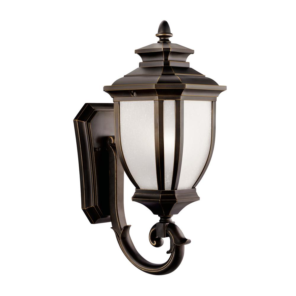 KICHLER Salisbury 1-Light Rubbed Bronze Outdoor Wall Mount Sconce with