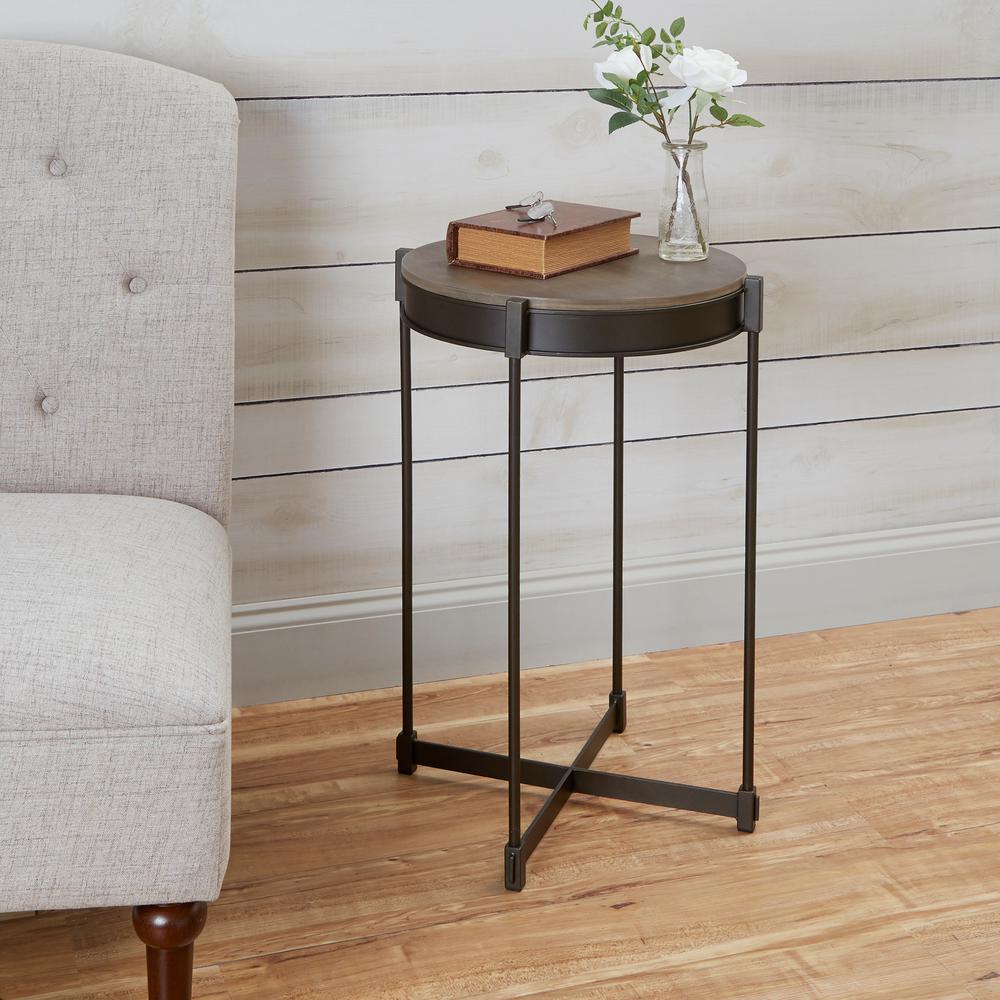 Asher Black And Brown Cross Base End Table Asher Black And Brown Cross Base End Table