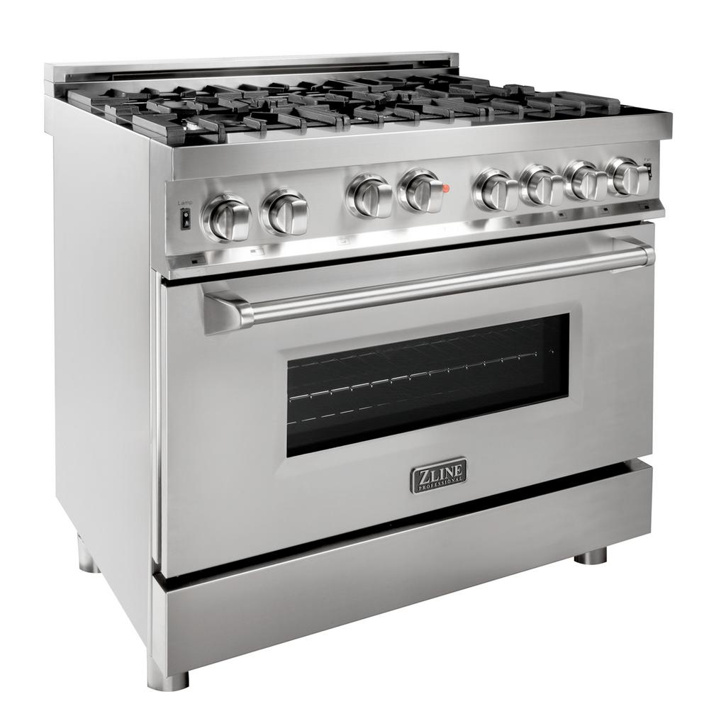 ZLINE Kitchen and Bath 36 in. Professional 4.6 cu. ft. 6 Gas on Gas Home Depot Gas Range Stainless Steel