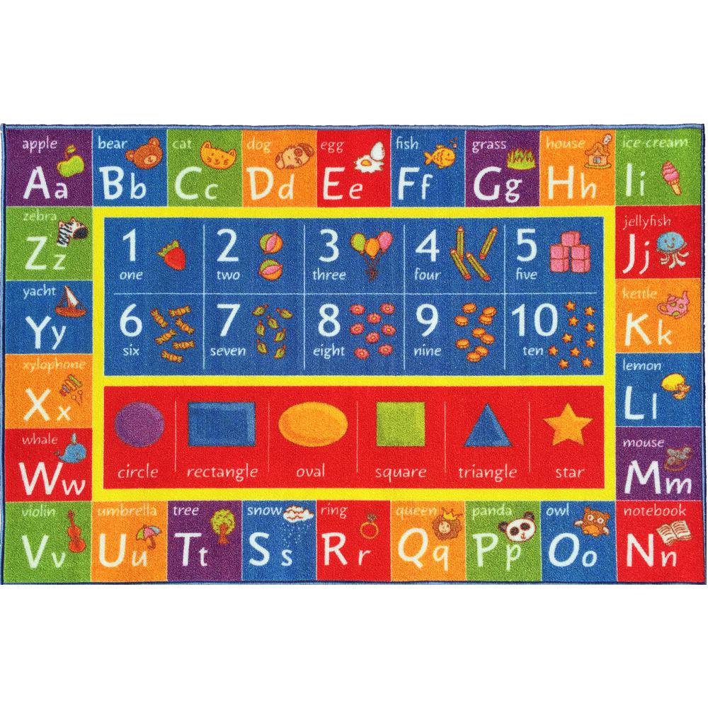5 X 7 Kids Rugs The Home Depot Multi Color Kids And Children Bedroom Abc Alphabet Numbers Shapes Educational Learning 5 Ft
