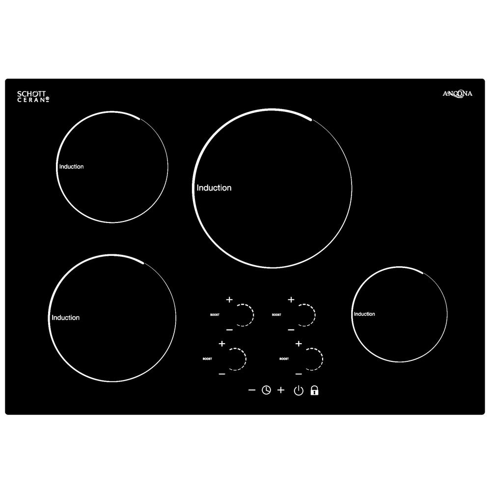 Ancona Radiant 30 In Glass Ceramic Induction Cooktop In Black