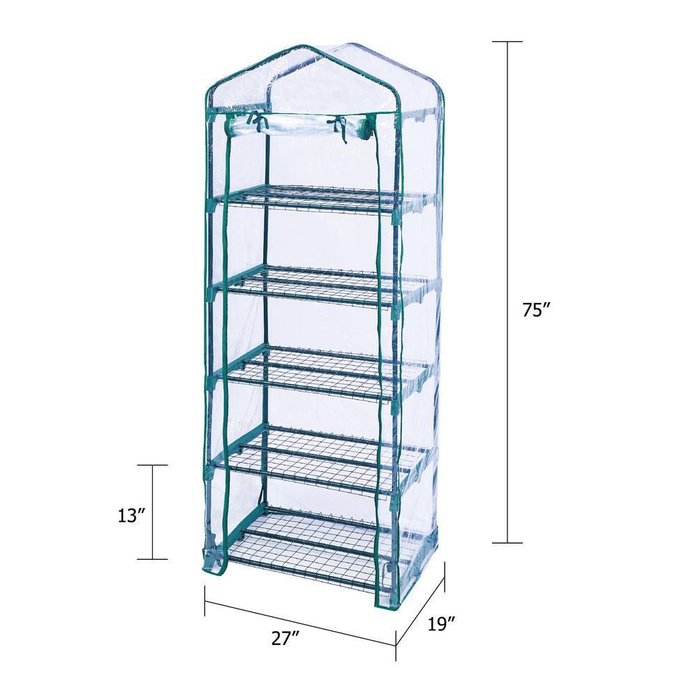 Worth Garden 2 Ft X 2 Ft X 6 Ft Green 5 Tier Mini Greenhouse Grow Tent G304a00 The Home Depot