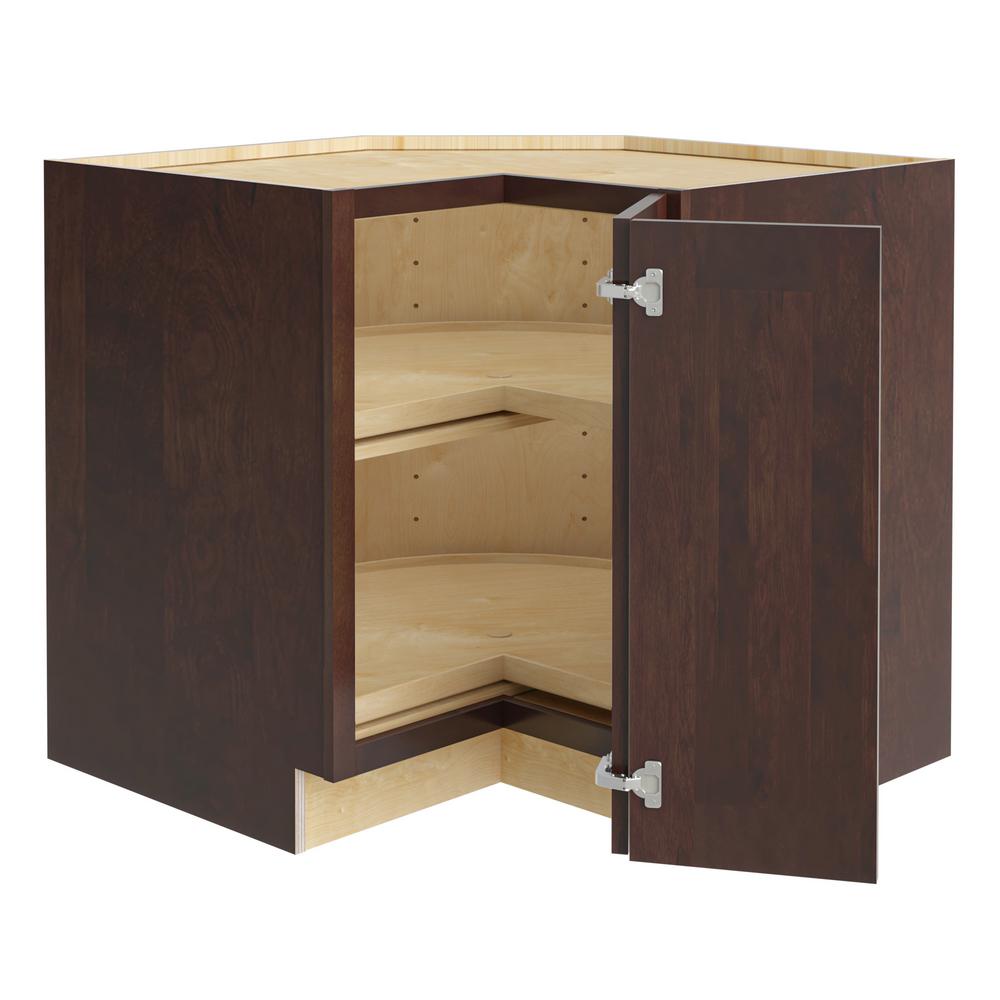 Home Decorators Collection Franklin Assembled 36x34 5x24 In Plywood Shaker Lazy Suzan Base Corner Kitchen Cabinet Right In Stained Manganite Ezr36ssr Fmg The Home Depot