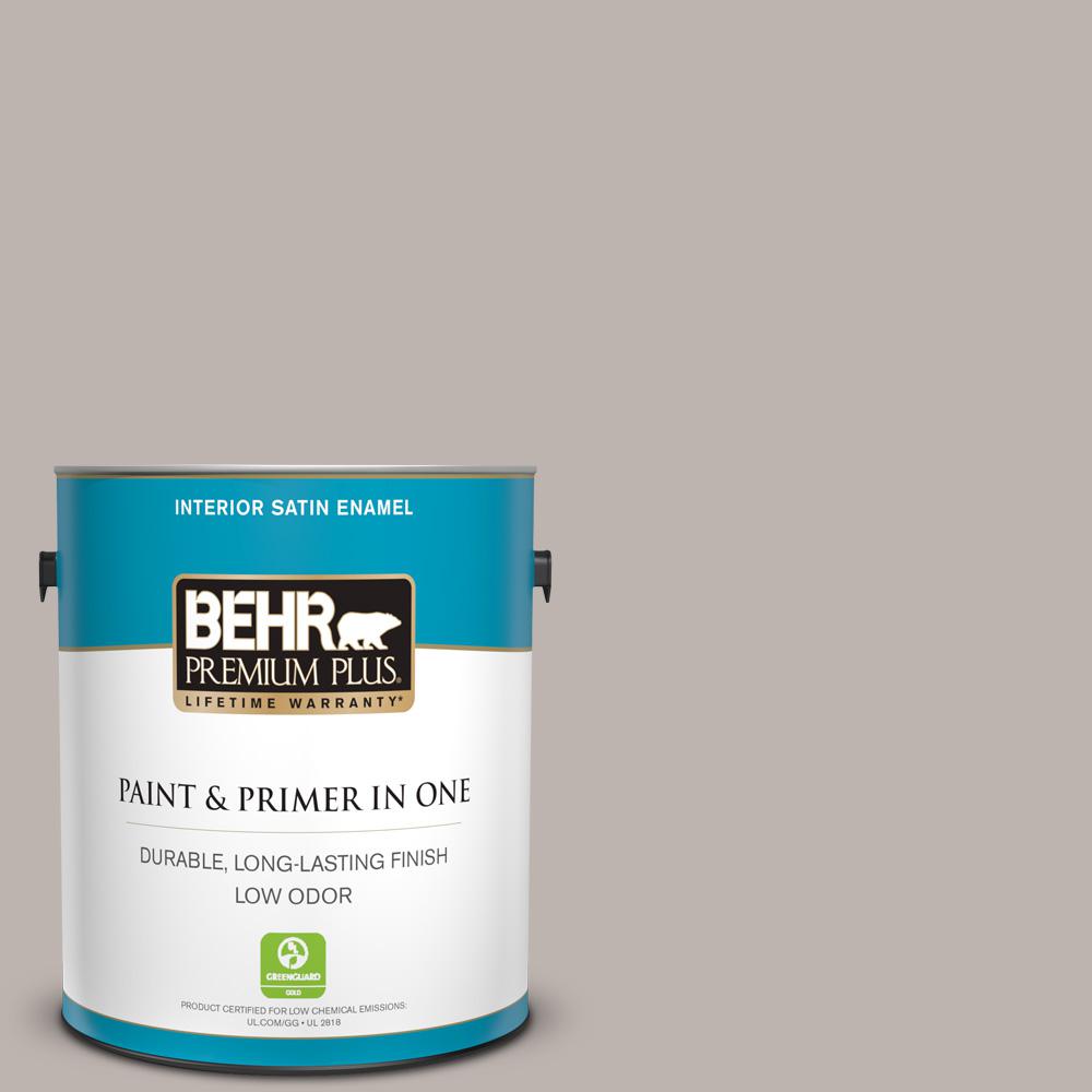 Behr Premium Plus 1 Gal Ppu18 12 Graceful Gray Satin Enamel Low Odor Interior Paint And Primer In One 705001 The Home Depot