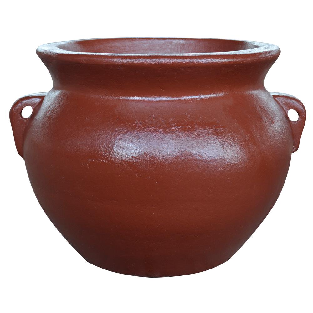 Unbranded 14 in Red Smooth Handle Clay Pot  RCT 311A R 