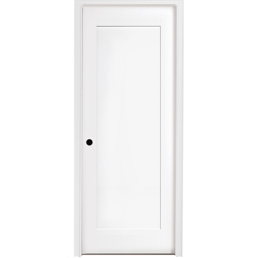 Steves Sons 24 In X 80 In 1 Panel Primed White Shaker Solid Core Wood Single Prehung Interior Door Right Hand With Bronze Hinges