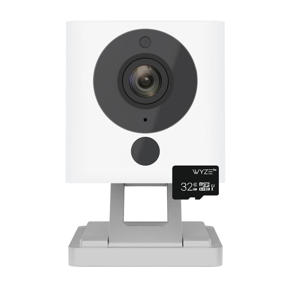 Wyze 1080p HD Wi-Fi Indoor Smart Home Camera with 32GB Card, Alexa Enabled Free 14-Day Cloud Storage Night Vision, White