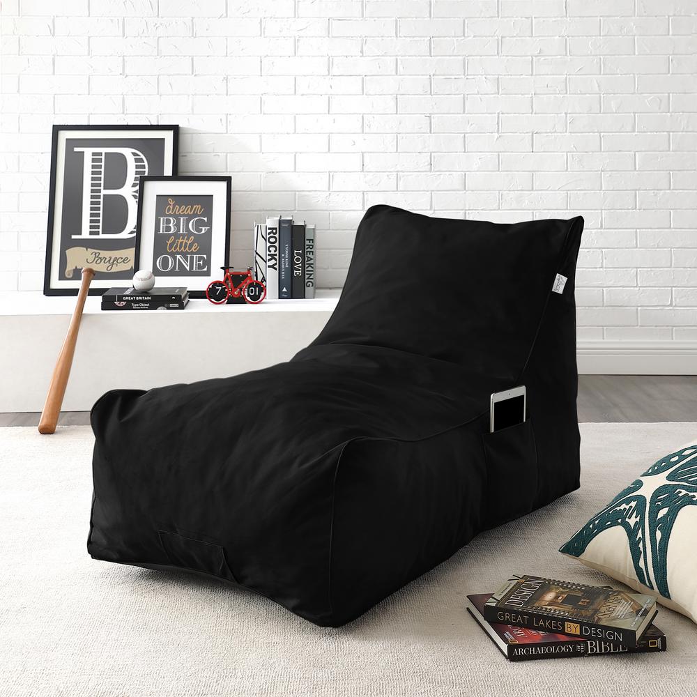 Loungie Resty Black Bean Bag Lounge Chair Nylon Foam Sleeper Bb146 28bk Hd The Home Depot