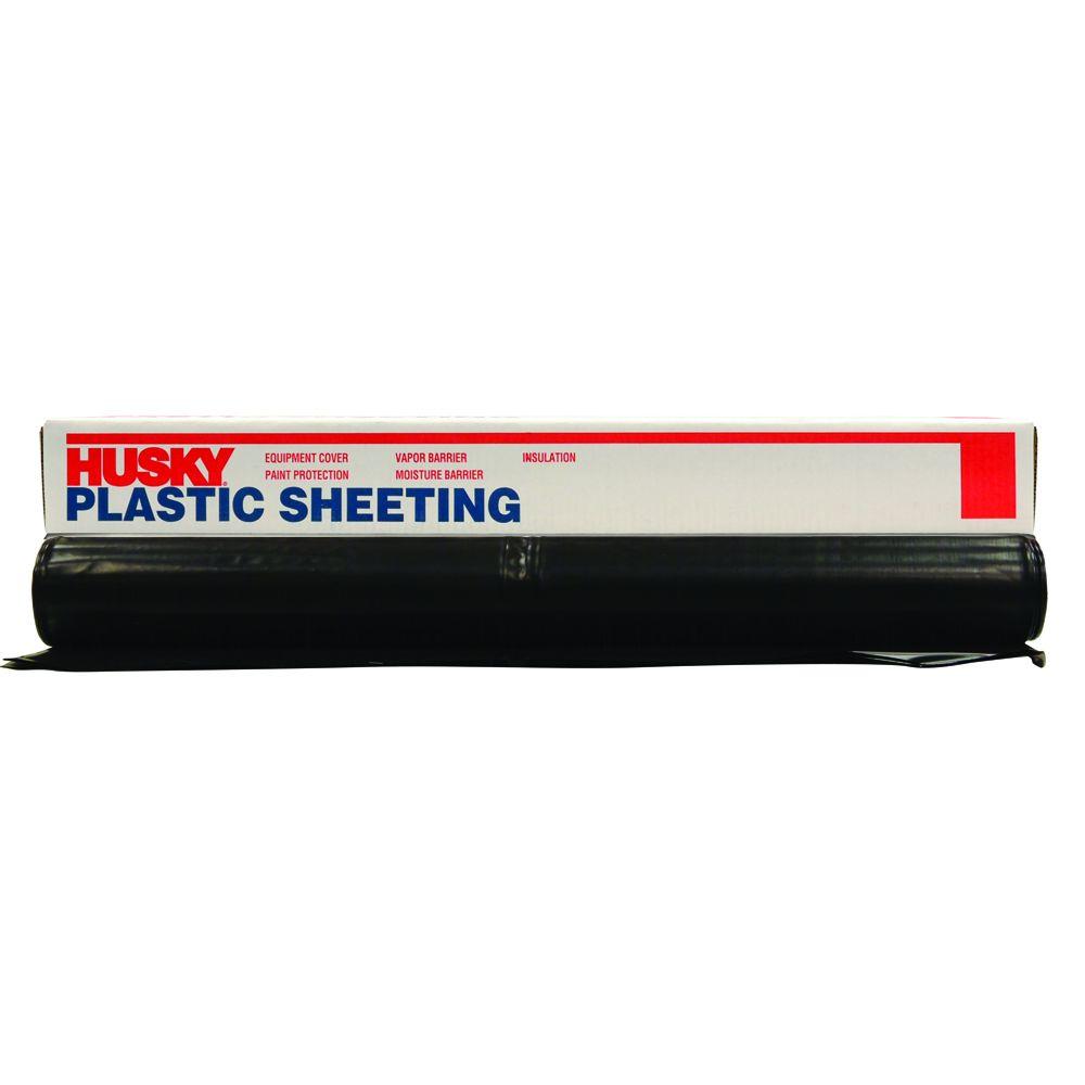 HUSKY 12 ft. x 50 ft. Black 4 mil Plastic SheetingCF041250B The