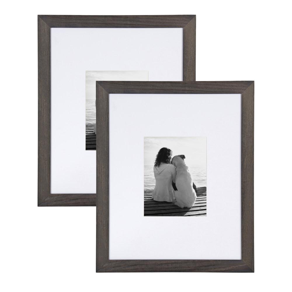 DesignOvation Museum 16x20 matted to 8x10 Gray Picture Frame Set of 2