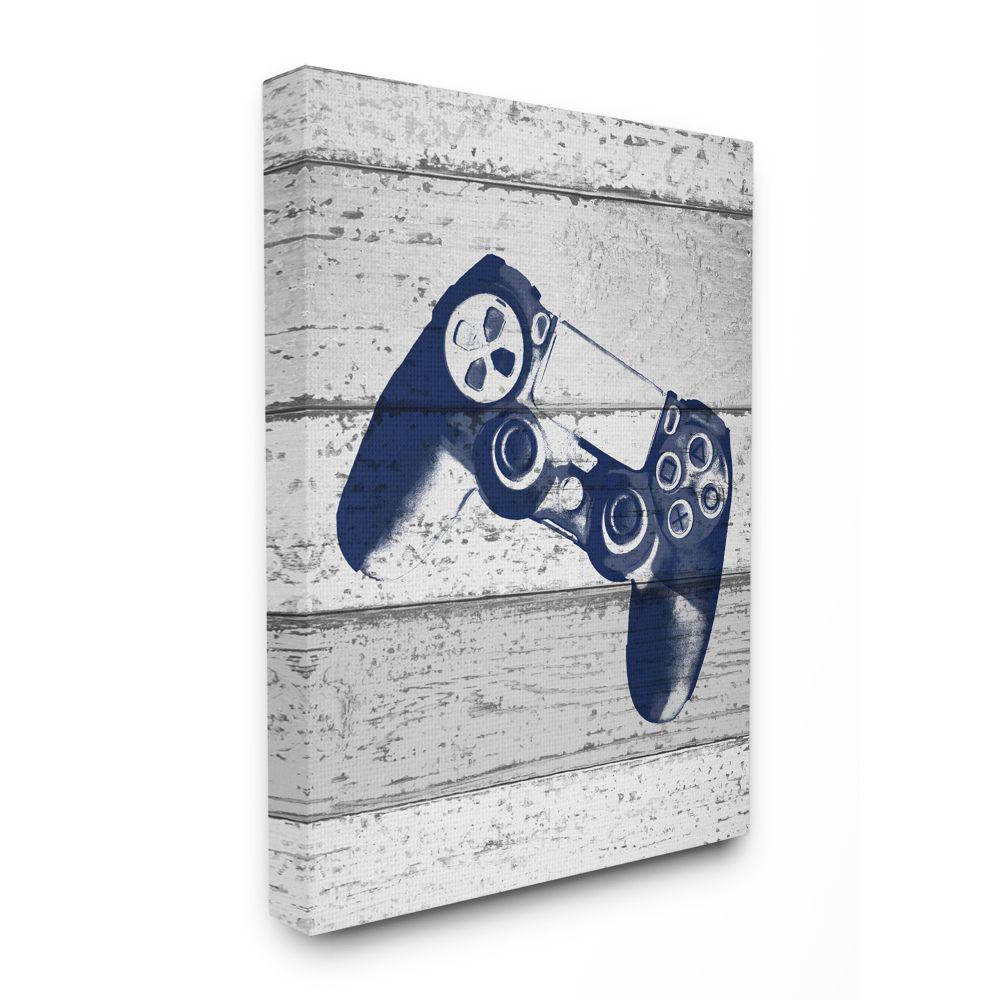 The Kids Room By Stupell 36 In X 48 In Video Game Controller Blue Print On Planks By Daphne Polselli Canvas Wall Art Brp 2398 Cn 36x48 The Home Depot