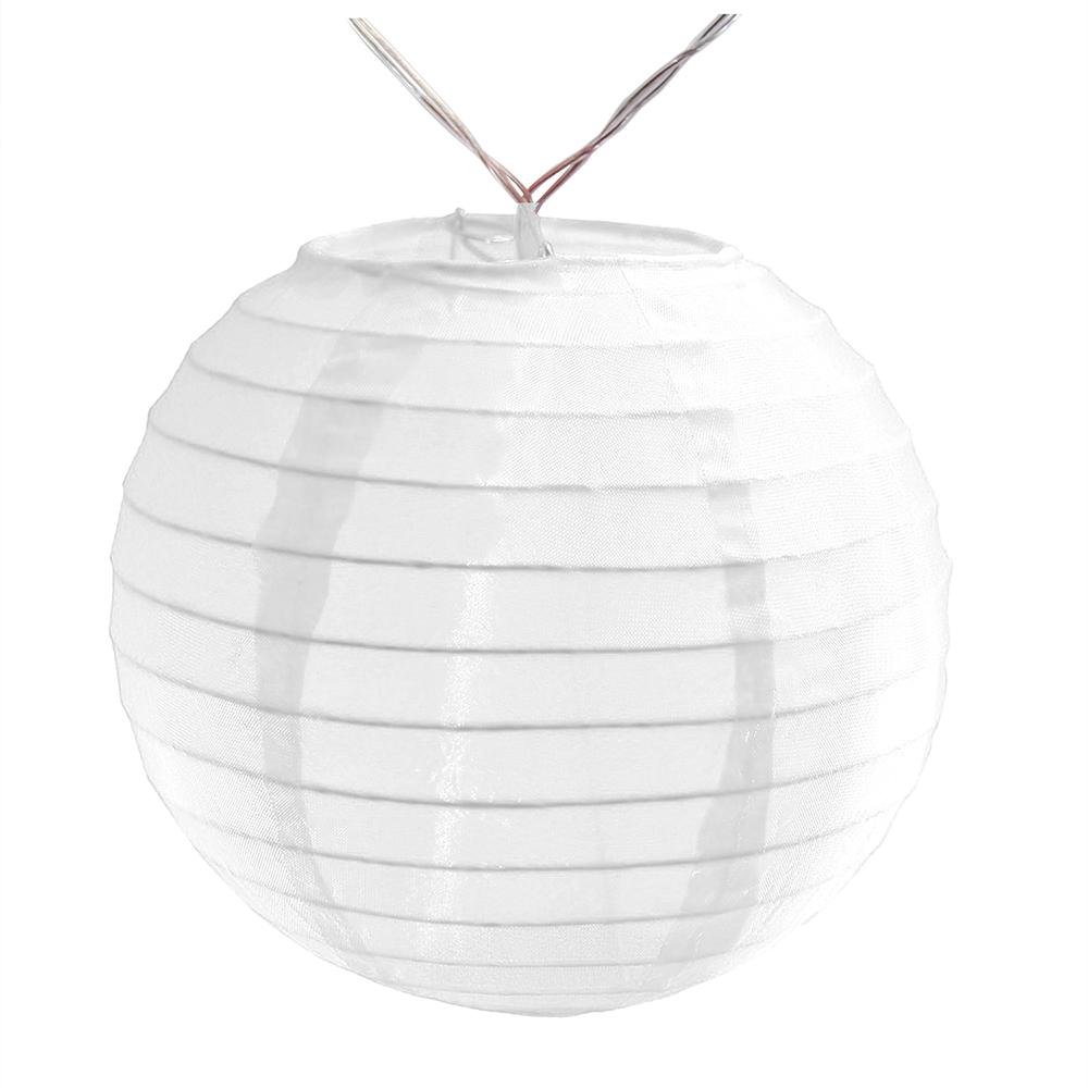 Battery Operated String Light With 6 In Nylon Lanterns White 10 Count