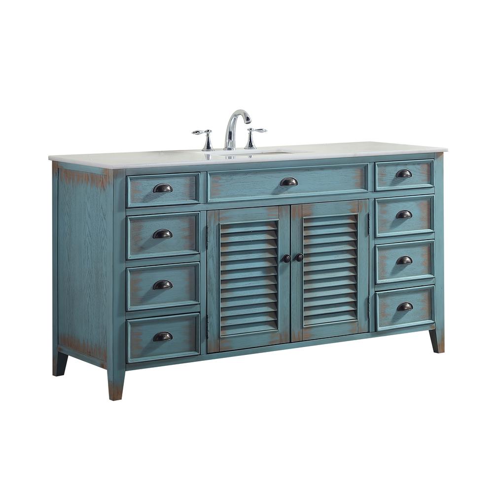 Palm Beach 60 In W X 21 75 In D Vanity In Distressed Blue With