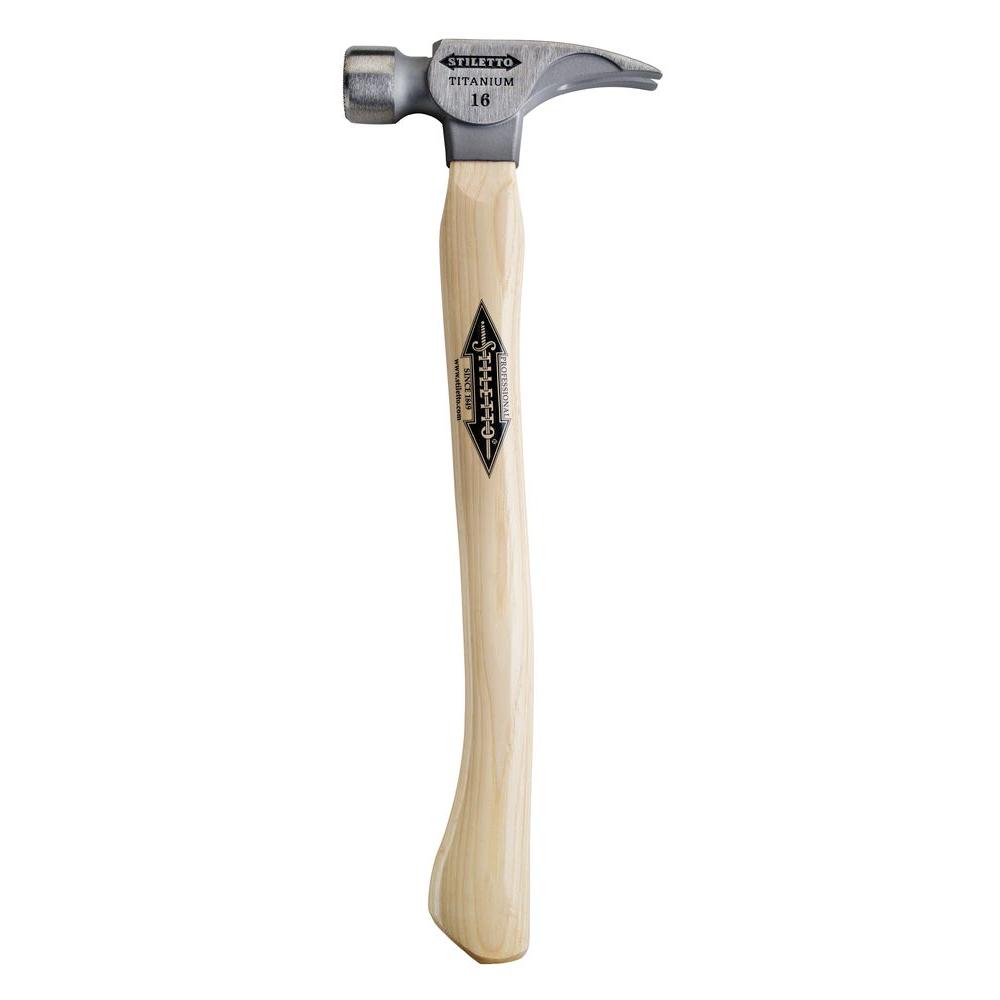 Stiletto 16 Oz. Titanium Smooth Face Hammer with 18 in. Curved Hickory